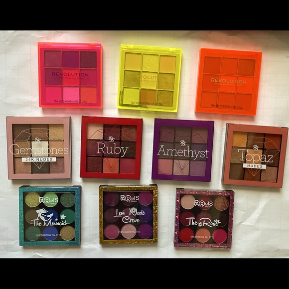 💜Eyeshadow bundle 9 color x 10 palette lot Gorgeous Revolution Neon 24K Ruby - Picture 1 of 13